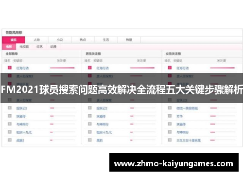 FM2021球员搜索问题高效解决全流程五大关键步骤解析